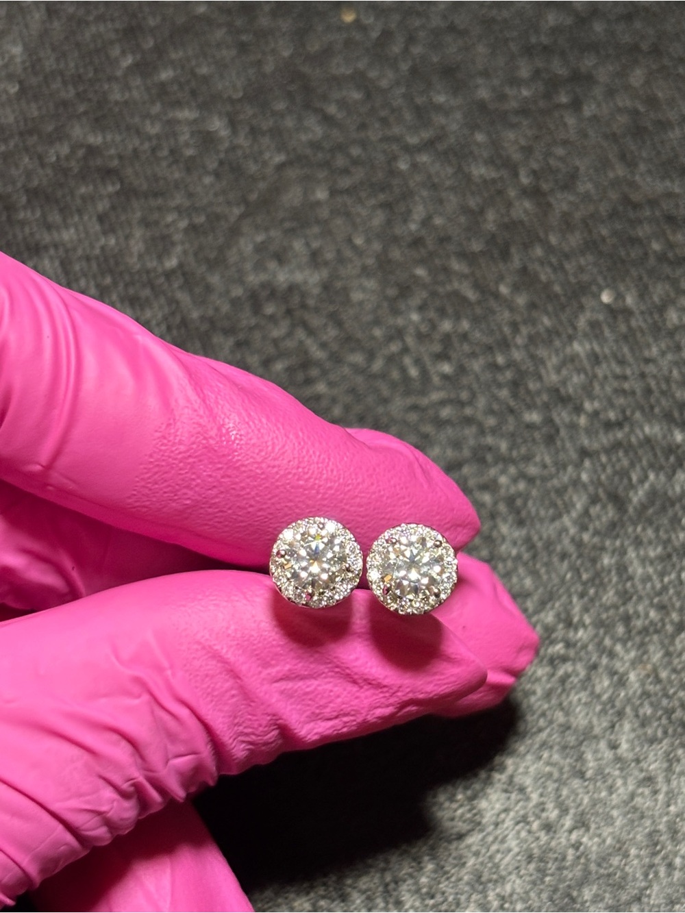 .925 Sterling Silver 1ct. VVS Moissanite Solitaire Halo Stud Earrings